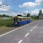Industrielandschaft mit Überlandtram