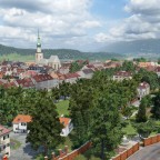 Fridau, Schützenmatte und Rosengarten Park mit dem Born in der Ferne...