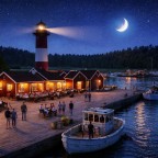 Ein lauer Sommerabend am Hafen (KI bearbeitet)