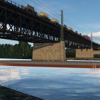 Ludmilla mit Militärzug auf meiner Lieblingsbrücke über die Donau