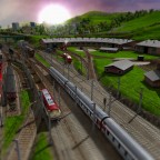Bahnhofsvorfeld Worthing mit Betriebswerk und HBF im Hintergrund von Osten