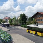Busbegegnung beim Restaurant Römerbad
