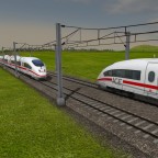Treffen zweier InterCityExpress auf der neuen SFS Tiefenbrunn <> Bernau