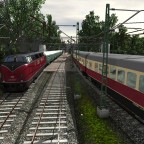 Br 103 mit TEE Schnellzug und V200 mit N-Wagen der Vorserie rollen aus den Depots