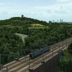 A lonely class 156 crosses Bradford Viaduct