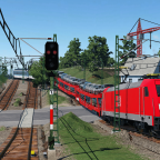 Hohenland Bahnübergang mit Touristenexpress