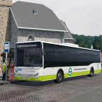 IVECO Crossway LE Line der Firma Wagenhäuser an der Dorfkirche in Weißenbrunn(fiktiv)