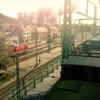 Blick auf den kleinen Güterbahnhof mit Sägewerk