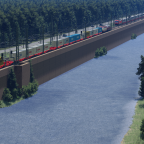 Bahndamm am Fluss