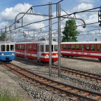 Meterspurbahnhöfe mit Schotterbahnsteigen
