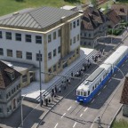 Zahnradbahn in der Ortsdurchfahrt