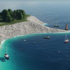 Privatboote und Yachten parken vor der Küste