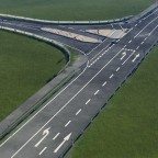 Gestaltung der ersten Auf-  und Abfahrt zur Autobahn II