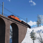 ÖBB 1020.10 mit Güterzug am Haken passiert das "Hochbruckenviadukt"