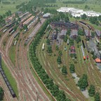 Güterbahnhof mit Lokschuppen und Abstellbereich
