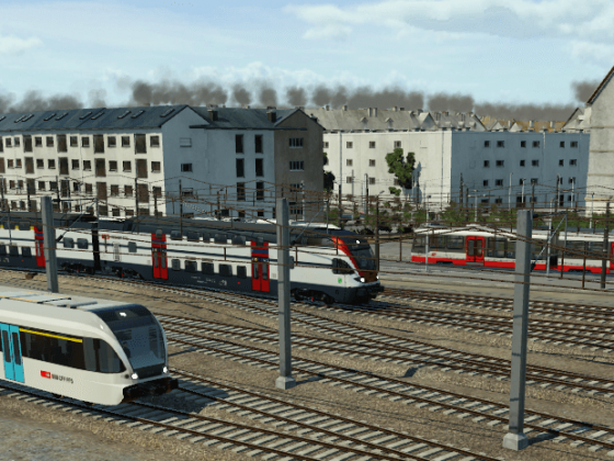 Stadt St. Gallen Bahnhofsausfahrt und öffentlicher Nahverkehr von Gotthard