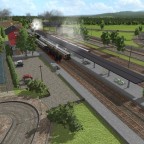 Bahnhofsvorplatz mit Haltestelle und Parkplatz