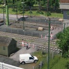 Übergang am Vorverladebahnhof des Hafens