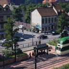 [TpF1] Double-decker tram in a small British city