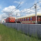 Die ersten modernisierten Mitteleinstiegswagen haben Anstrich in rot-elfenbein erhalten - 21.06.1975
