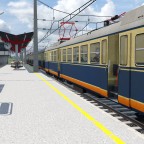 Inbetriebnahme Bahnhof Wien Nord - 4030.201+4030.202 halten als erster Zug - 01.10.1974