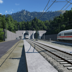 Zugbegegnung am Portal