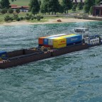 Containerschubbot unterwegs zum Hafen