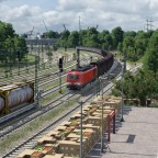 Hier endet die Oberleitung auf dem Weg zum Hafen