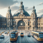 DALL·E 2024-01-07 21.45.42 - A realistic and detailed image of the Leipzig Hauptbahnhof, one of the world's largest railway stations located in Leipzig, Germany. The image should
