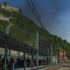 Blick vom Wolfenschiessener Bahnhof auf die Burg