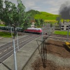 Am Bahnübergang wird Gebaut