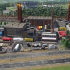 Heizkraftwerk mit Stadion im Hintergrund (fiktives Auleben)