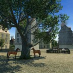 Romantisches Dorf mit Markt