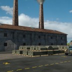 Feldbahn und LKW fahren im Industriegelände "Werkzeugfabrik"