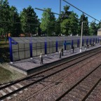 Train station in village "Ivanovka" and soviet multiple unit ER9E
