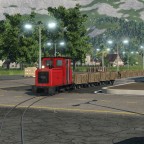 Feldbahn fährt auf Bauernhof und Industrieanlage "Lebensmittelfabrik"