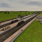 BR 87 Parallel Einfahrt im Güterbahnhof für Möbel