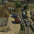Der Umschlagplatz der Grubenbahn für die Versorgung der Minen ist auch in betrieb - links zu sehen ist auch die Pumpstation fürs Ab- und Sickerwasser der oberen Minen.