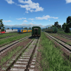 Latvian and Russian passenger wagons waiting for depart