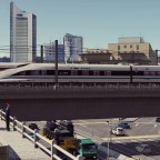 CRH380A crossing the city highway