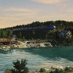[TpF1] ChS4KVR with RIC (1435mm) passenger cars near the bridge over the river