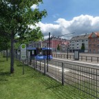 Straßenbahnen begegnen sich am Domplatz