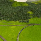 Gebirgsbahn: 1. Blick von Bad Wörishofen auf das Gebirge