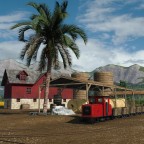 Feldbahn fährt auf Bauernhof und Industrieanlage "Lebensmittelfabrik"