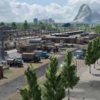 Güterbahnhof mit Waren