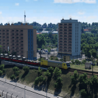 Güterzug zieht durch die City