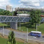 Steam express on the bridge