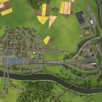 Eine Luftaufnahme der Stadt inkl. Hauptbahnhof und Betriebswerk
