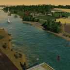 Blick vom Containerhafen aufs Ausflugsziel bei Billerbeck