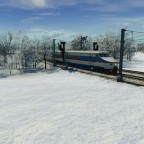 Der erste Zug rollt hinaus in den Schnee